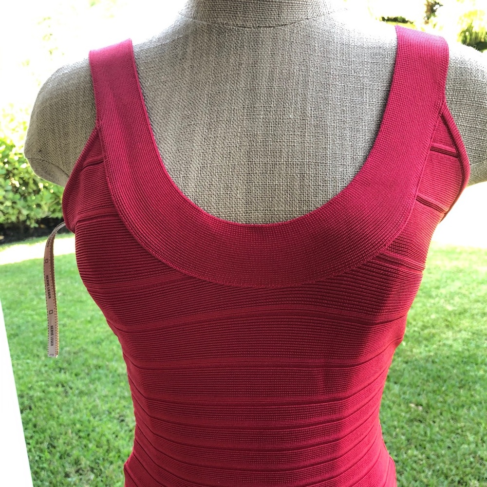 Herve Leger Scoop-Neck Bandage Dress Lipstick S